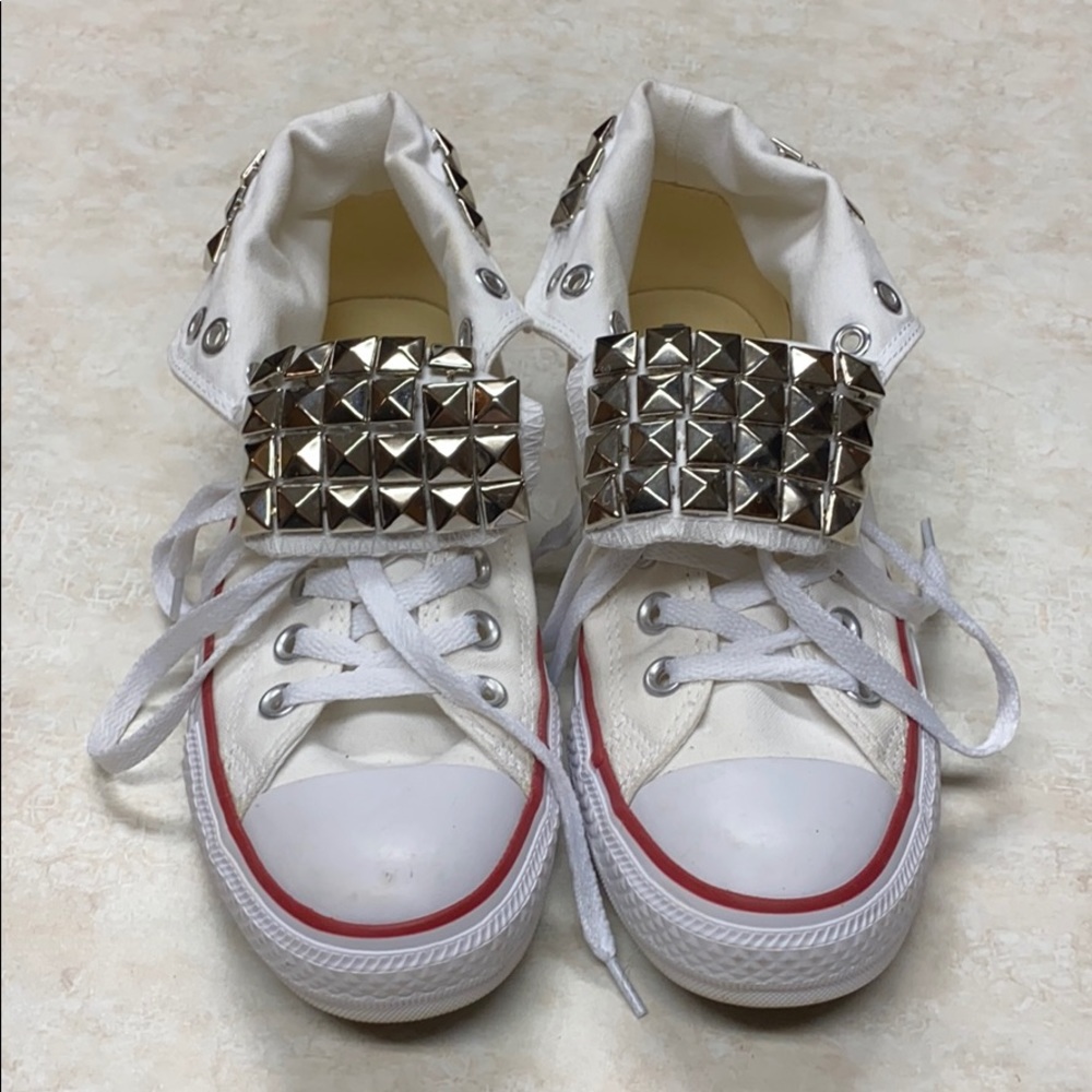 Converse All Star Silver studded from Etsy 8.5
